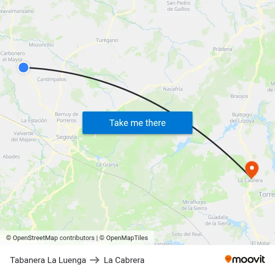 Tabanera La Luenga to La Cabrera map