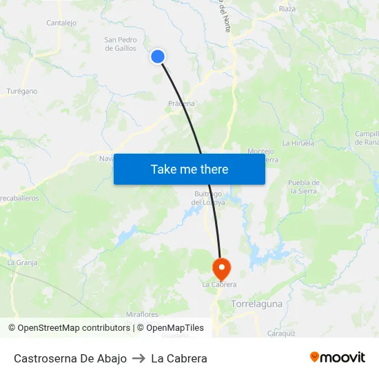Castroserna De Abajo to La Cabrera map