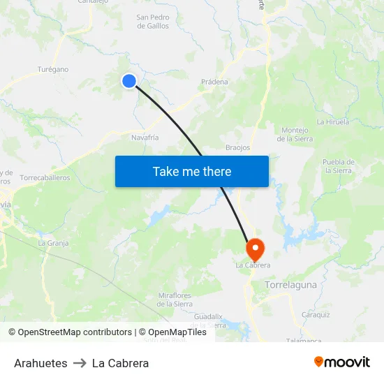 Arahuetes to La Cabrera map