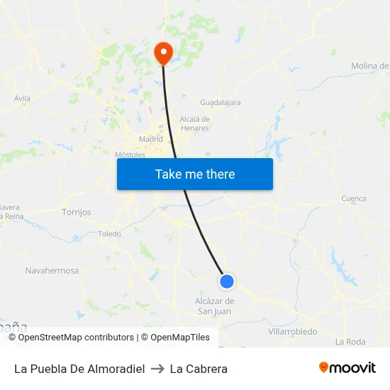 La Puebla De Almoradiel to La Cabrera map