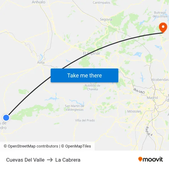 Cuevas Del Valle to La Cabrera map