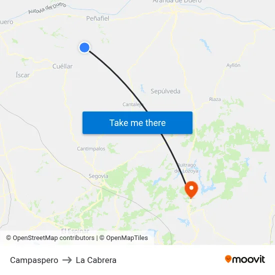 Campaspero to La Cabrera map