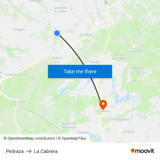 Pedraza to La Cabrera map