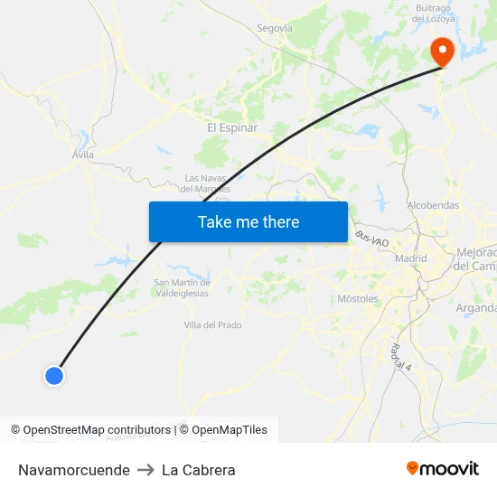 Navamorcuende to La Cabrera map