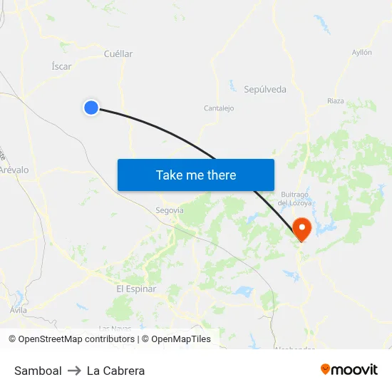 Samboal to La Cabrera map