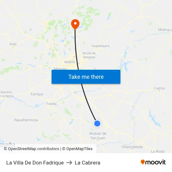 La Villa De Don Fadrique to La Cabrera map