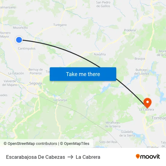 Escarabajosa De Cabezas to La Cabrera map