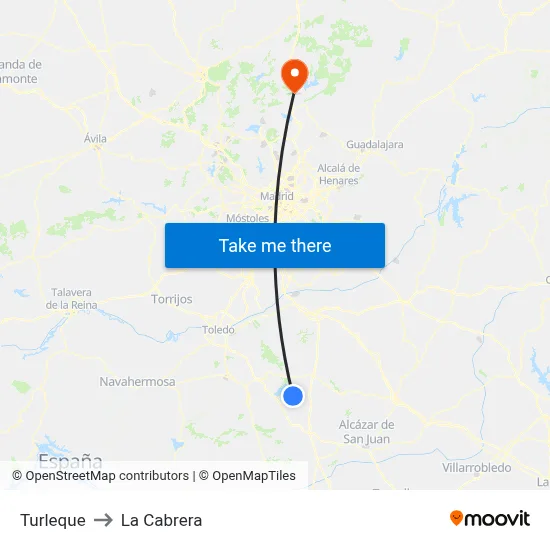 Turleque to La Cabrera map