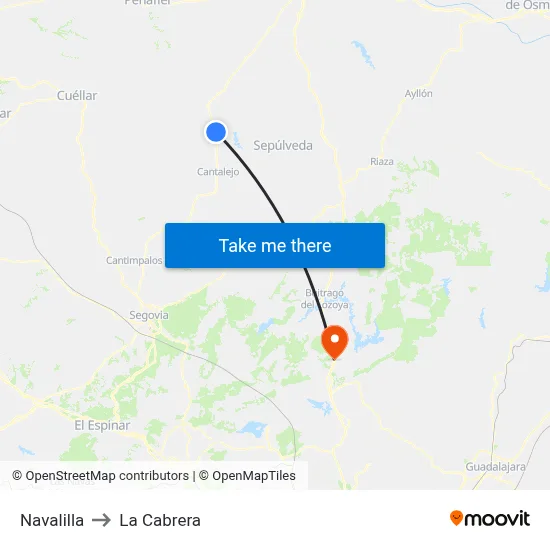 Navalilla to La Cabrera map