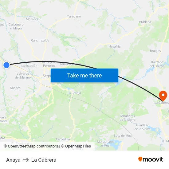 Anaya to La Cabrera map