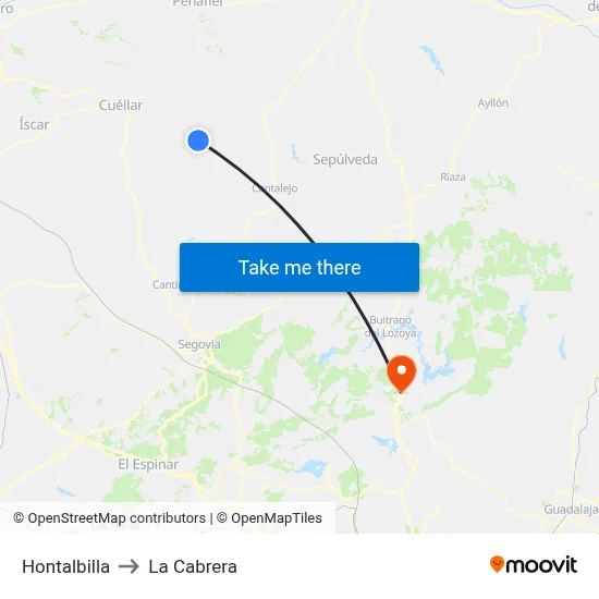 Hontalbilla to La Cabrera map
