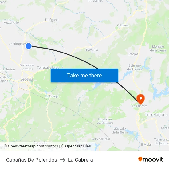 Cabañas De Polendos to La Cabrera map