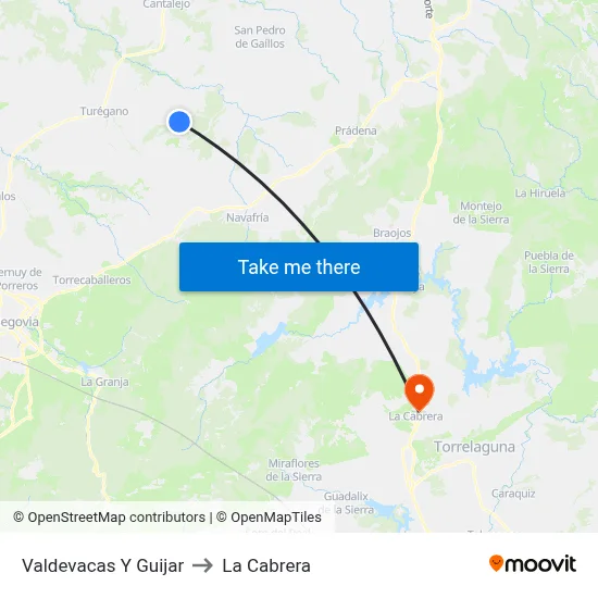 Valdevacas Y Guijar to La Cabrera map
