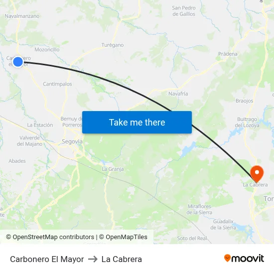 Carbonero El Mayor to La Cabrera map