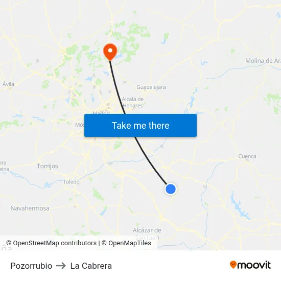 Pozorrubio to La Cabrera map