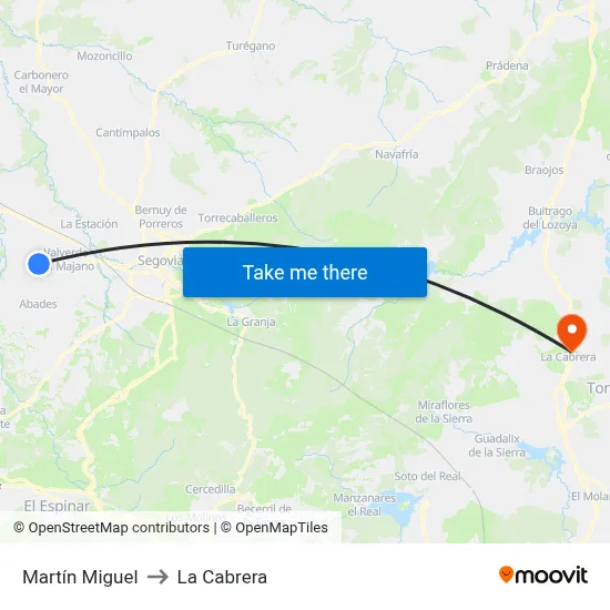 Martín Miguel to La Cabrera map
