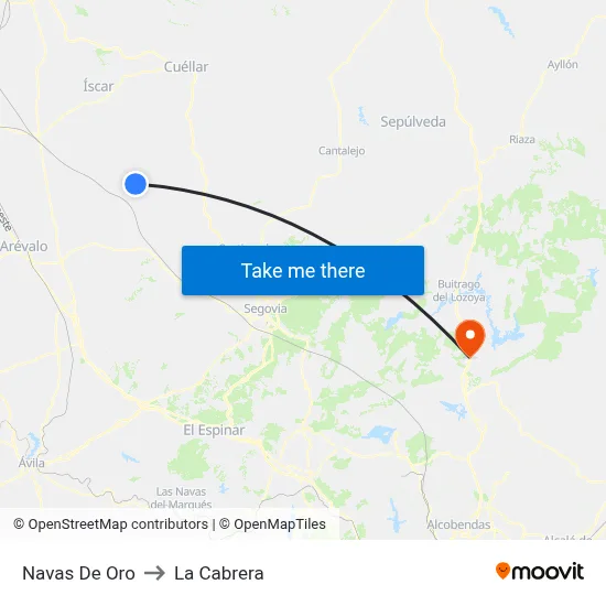 Navas De Oro to La Cabrera map