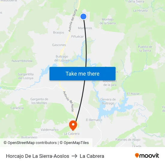 Horcajo De La Sierra-Aoslos to La Cabrera map
