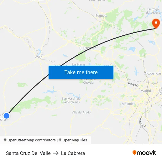 Santa Cruz Del Valle to La Cabrera map