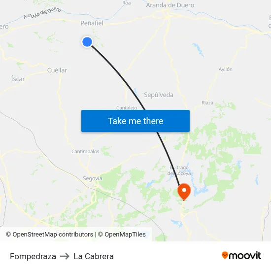 Fompedraza to La Cabrera map