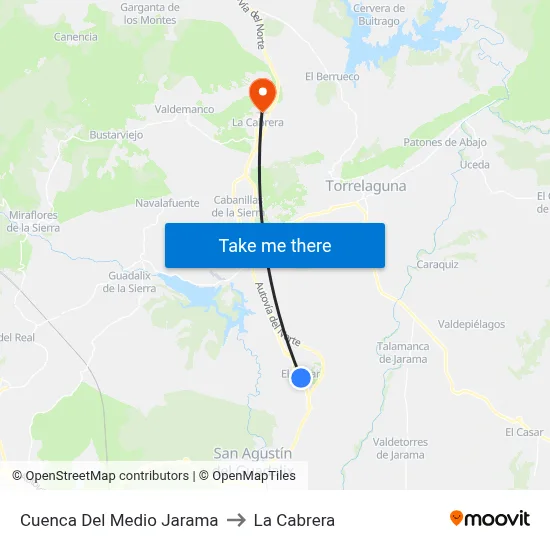 Cuenca Del Medio Jarama to La Cabrera map