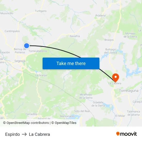 Espirdo to La Cabrera map
