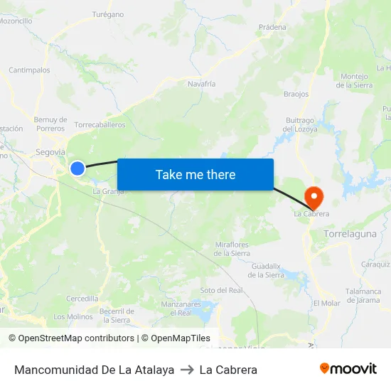 Mancomunidad De La Atalaya to La Cabrera map