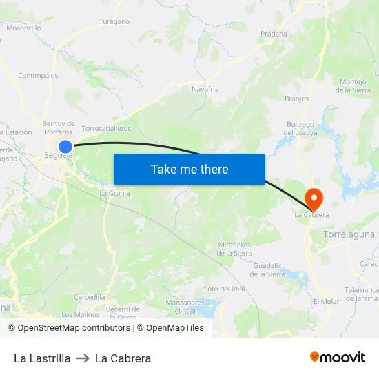 La Lastrilla to La Cabrera map