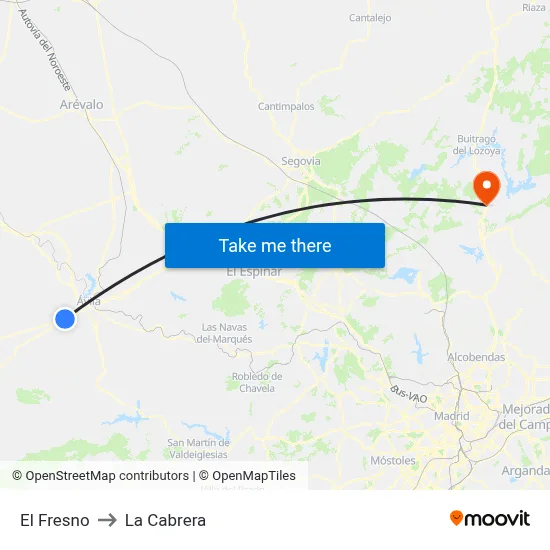 El Fresno to La Cabrera map