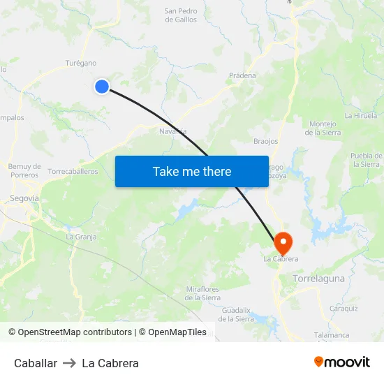Caballar to La Cabrera map