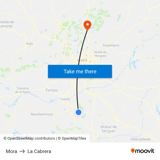 Mora to La Cabrera map
