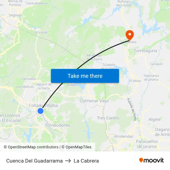 Cuenca Del Guadarrama to La Cabrera map
