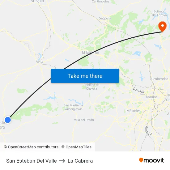 San Esteban Del Valle to La Cabrera map