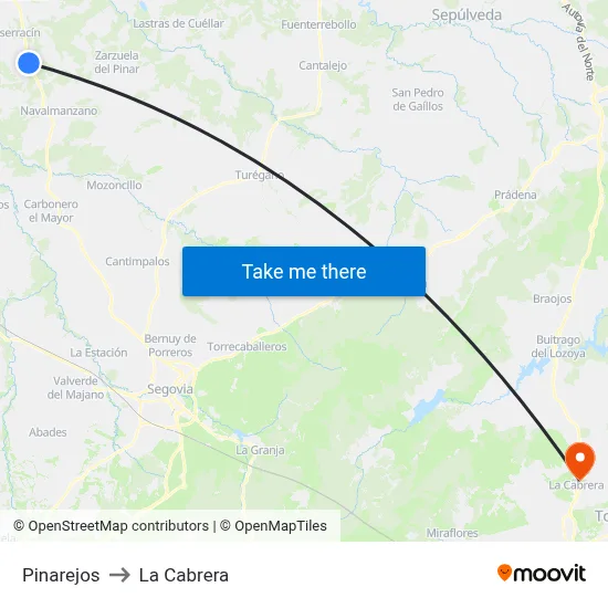Pinarejos to La Cabrera map