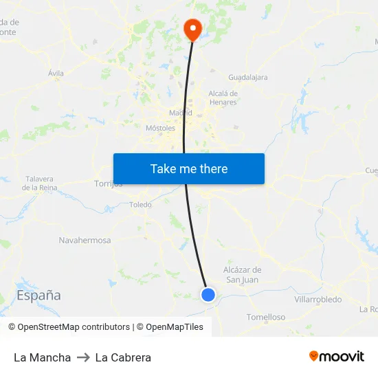 La Mancha to La Cabrera map