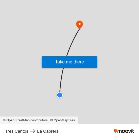 Tres Cantos to La Cabrera map