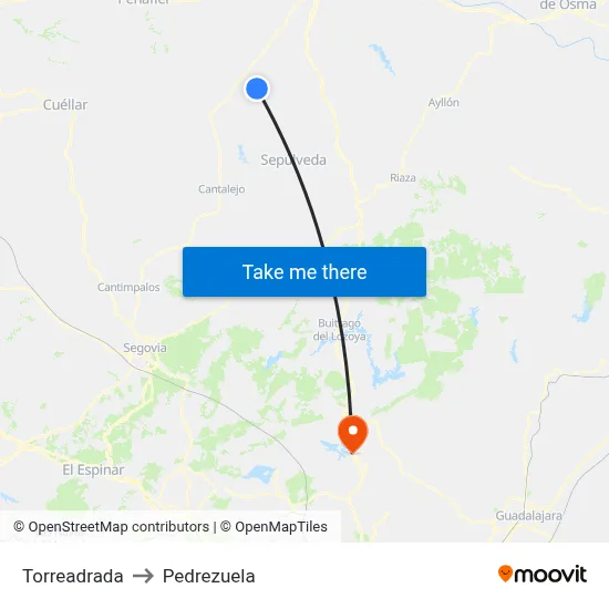 Torreadrada to Pedrezuela map