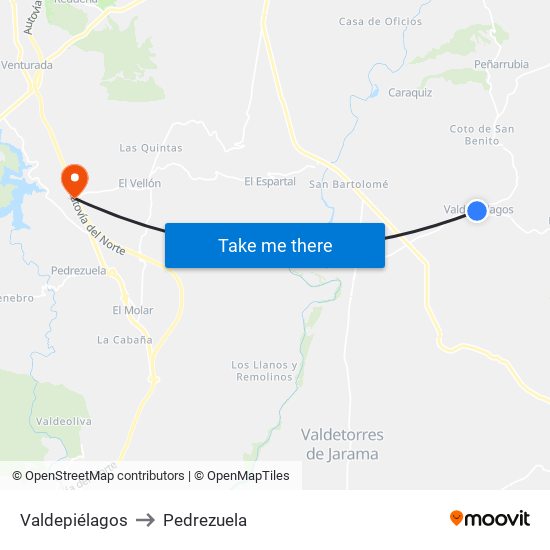 Valdepiélagos to Pedrezuela map