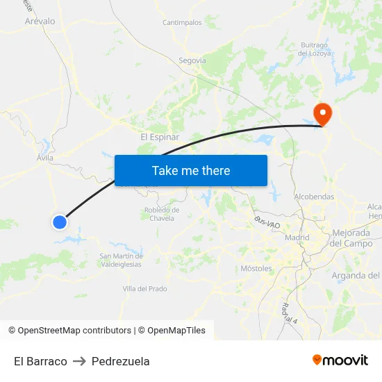 El Barraco to Pedrezuela map
