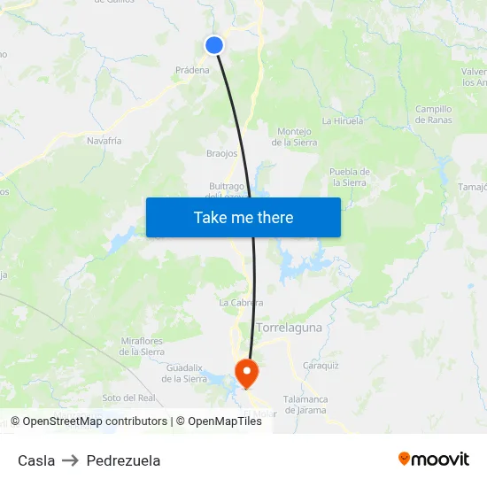 Casla to Pedrezuela map