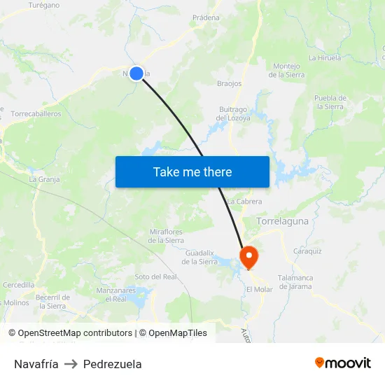 Navafría to Pedrezuela map