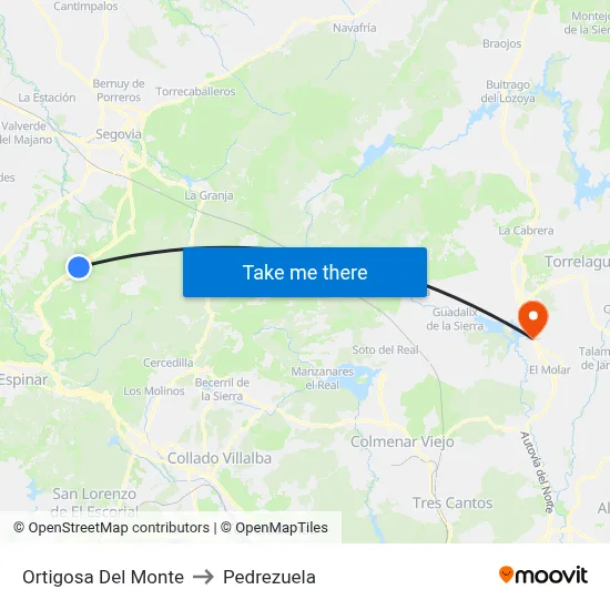 Ortigosa Del Monte to Pedrezuela map