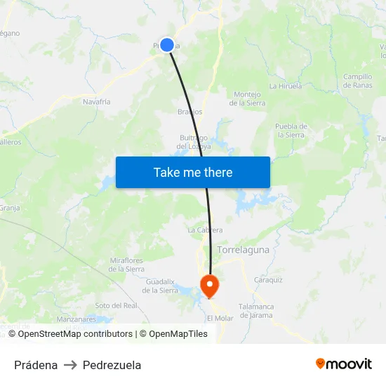 Prádena to Pedrezuela map