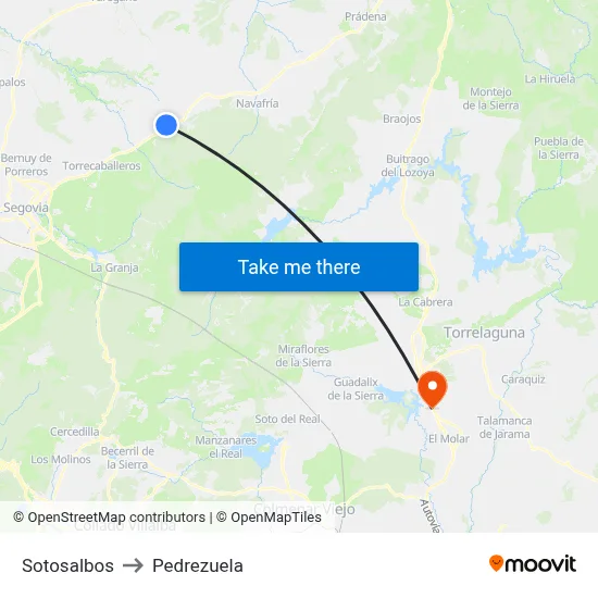 Sotosalbos to Pedrezuela map