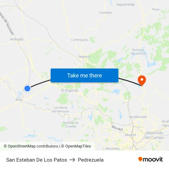 San Esteban De Los Patos to Pedrezuela map