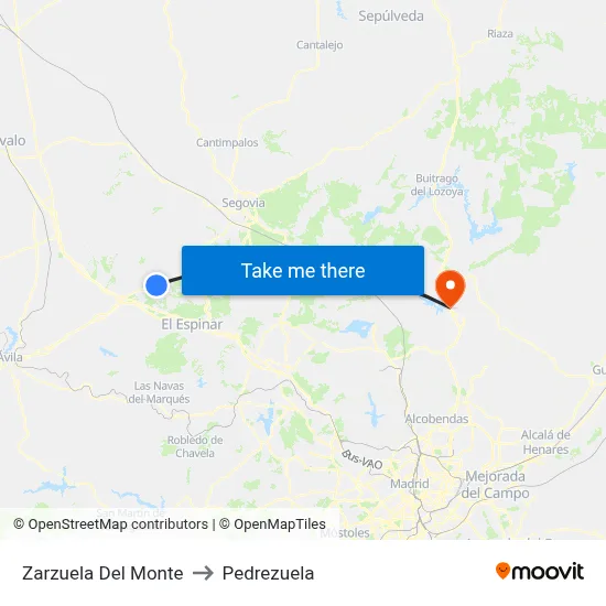 Zarzuela Del Monte to Pedrezuela map