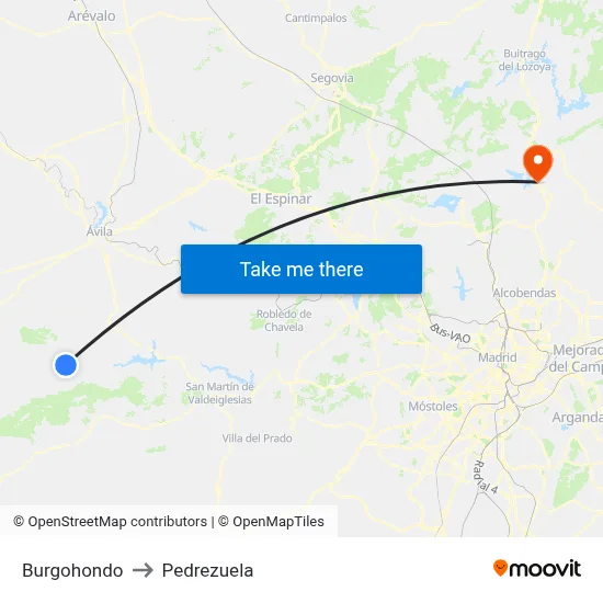 Burgohondo to Pedrezuela map