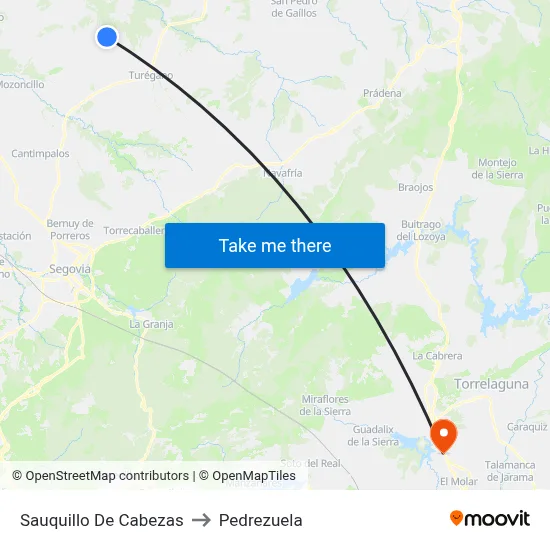 Sauquillo De Cabezas to Pedrezuela map