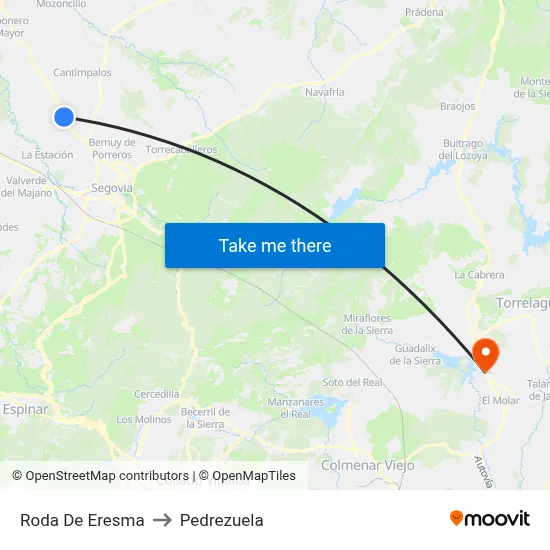 Roda De Eresma to Pedrezuela map