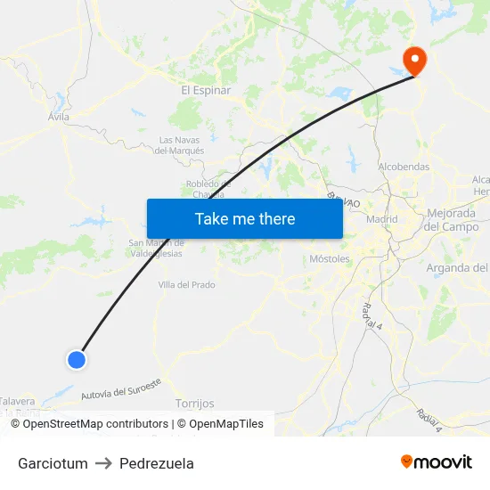 Garciotum to Pedrezuela map